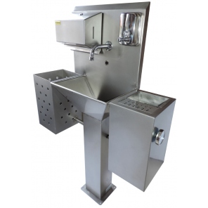 Handhygiene-Wand mit Edelstahl-Messersterilisator WH106, berührungslose Waschstation