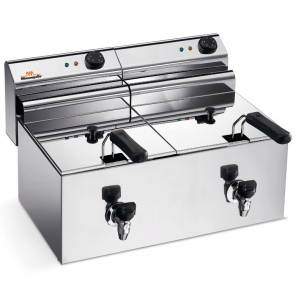 Doppel-Fritteuse mit Hähnen, 2 x 6 Liter