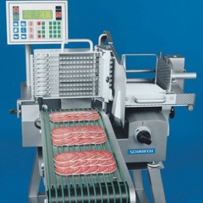 automatische Wurstschneidemaschine + Förderband