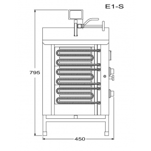 vertikaler Grill für 15 kg, elektrischer Gyros, Kebab, Grill, 7,0 kW, Edelstahl, POTIS E1