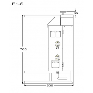 vertikaler Grill für 15 kg, elektrischer Gyros, Kebab, Grill, 7,0 kW, Edelstahl, POTIS E1
