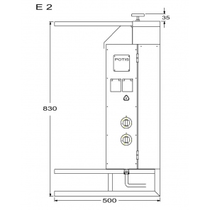 vertikaler Grill für 30 kg, Gas-Gyros, Kebab, Grill, POTIS E2