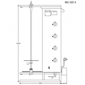 vertikaler Grill für 70 kg, Gas-Gyros, Kebab, Grill, 7,0 kW, Edelstahl, POTIS MU GD4