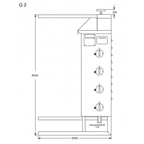 vertikaler Grill für 30 kg, Gas-Gyros, Kebab, Grill, POTIS G2