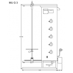 Opiekacz pionowy do 50 kg, gyros gazowy, kebab, grill, POTIS MU G3