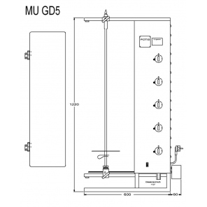 Opiekacz pionowy do 120 kg, gyros gazowy, kebab, grill,  POTIS MU GD5