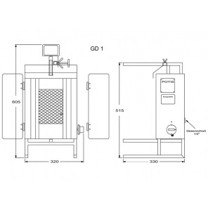 Gasgrill für 7 kg, vertikaler Gyros, Kebab, Grill, 3,5 kW, Edelstahl, POTIS GD1