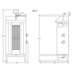 vertikaler Grill für 30 kg, Gas-Gyros, Kebab, Grill, 7,0 kW, Edelstahl, POTIS GD2