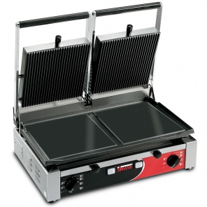 Grill, geriffelte und glatte Platten mit Keramikbeschichtung - Panini-Grill PD LR-LR