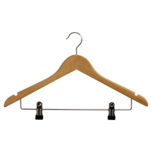 ROCKBÜGEL AUS HELLEM HOLZ MIT 2 KLAMMER - HAKEN