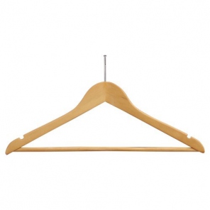 KLEIDERBÜGEL AUS HELLEM HOLZ MIT GUMMIERTER GERIEFTETER GÜRTEL - HAKEN