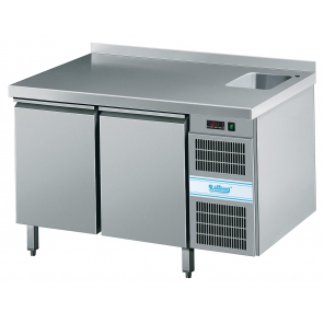Rilling Kühltisch KT mit Spüle GN 1/1, mit Platte, mit eigener Kühlung, AKT EK721 1601-B