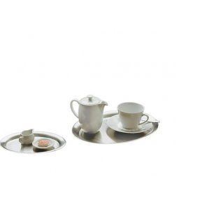 KAFFEEHOUSE Tablett aus Edelstahl 19 x 15 cm, APS 30111