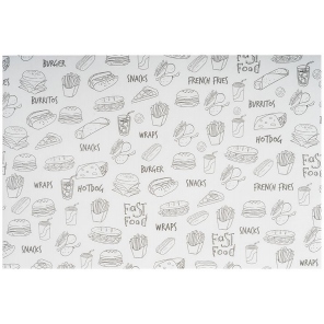 Papier tłuszczoodporny SNACKHOLDER, motyw fast food, wym. 30x20 cm, APS 40674