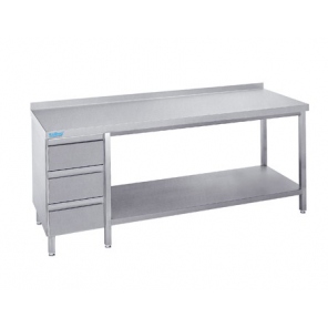 Arbeitstisch mit Ablage und Schubladen, Rilling, mit Platte Typ C, A und ohne Platte, ASS 06