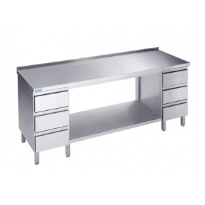 Arbeitstisch mit Ablage und Schubladen, Rilling, mit Platte Typ C, A und ohne Platte, ATZ 06