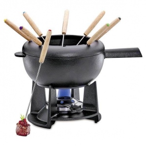 emailliertes mattschwarzes Saas-Fee Fondue-Set von Spring
