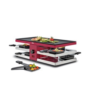 roter Raclette-Grill 8 Funktionen mit doppelseitiger Aluminiumplatte
