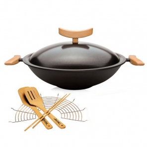 Gusseisen-Wok mit Deckel - 35 cm