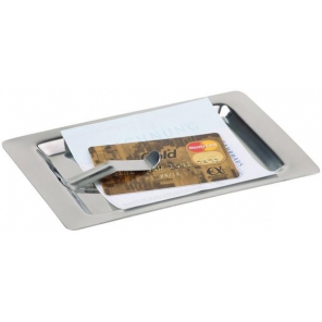 Taca prostokątna na rachunek, z klipsem, ze stali nierdzewnej, wym. 17x11 cm, APS 30110      