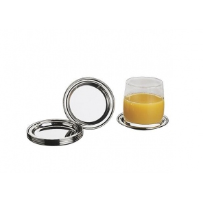 Podstawka okrągła, ze stali nierdzewnej polerowanej, śr. 10 cm, zestaw 6 szt., APS 35711