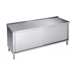 Arbeitsschrank, mit Schiebetüren Rilling, Tiefe 700 mm, mit Platte Typ C, A und ohne Platte, ASS 07