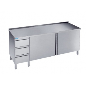 offener Schrank mit 3 Schubladen und Ablage Rilling, Tiefe 700 mm, mit Platte Typ C, A und ohne Platte, ASG 0712C