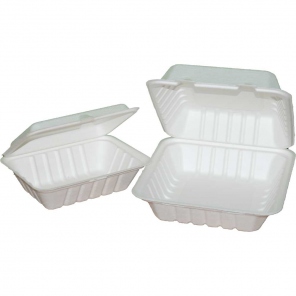 rechteckige Organic Lunchbox „Hamburger“ 20 cm | Zuckerrohr 41218