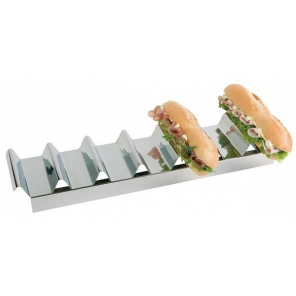 Präsentationsständer für Sandwiches/Baguettes mit 7 Fächern aus Edelstahl 47,5x10,5 cm, APS 11891