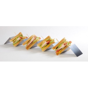 Stojak ekspozycyjny na kanapki z 4 przegrodami ze stali nierdzewnej 56x8 cm, APS 11969      