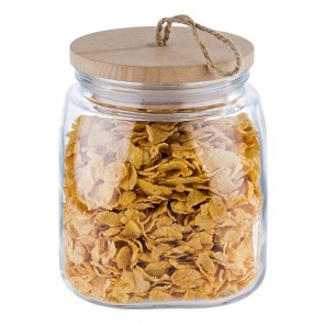 WOODY Glasgefäß mit Holzdeckel, 2 l Fassungsvermögen, APS 82256