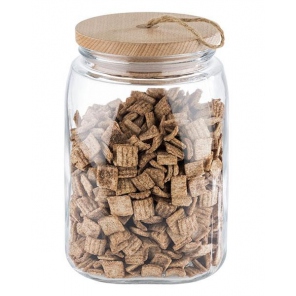 WOODY Glasgefäß mit Holzdeckel, 2,5 l Fassungsvermögen, APS 82257