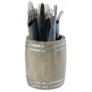 COUNTRY STYLE Mini-Fässchen-Besteck-/Gewürzbehälter aus Holz 11,5x14 cm, APS 11931