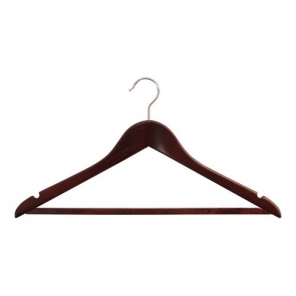 KLEIDERBÜGEL AUS DUNKLEM HOLZ - GUMMIERTER GERIEFTETER GÜRTEL - HAKEN