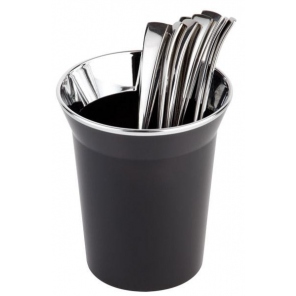 Runder Abfall-/Besteckbehälter TOP CHROME Kunststoff schwarz 1 l, APS 00026