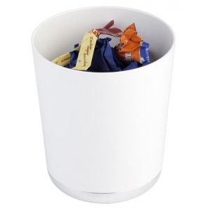Runder Abfall-/Besteckbehälter BASE CHROME Kunststoff weiß 1.3 l, APS 00019