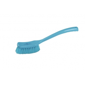 Blue brush with a long handle, moderately stiff bristles, Hillbrush D10B
