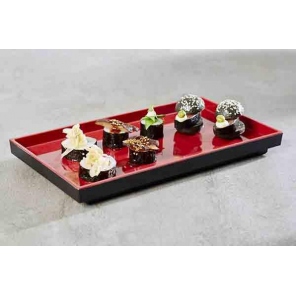 rechteckige Schale ASIA PLUS GN 1/3, Melamin, schwarz-rot, APS 15457