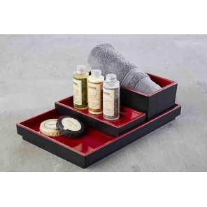 rechteckige Schale ASIA PLUS GN 1/4, Melamin, schwarz-rot, APS 15458