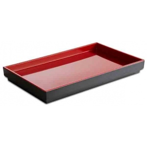 rechteckige Schale ASIA PLUS GN 1/4, Melamin, schwarz-rot, APS 15458