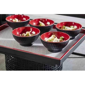 runde Schale ASIA PLUS, Melamin, schwarz-rot, 0,06 l, APS 15416