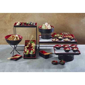 runde Schale ASIA PLUS, Melamin, schwarz-rot, 1,10 l, APS 15420