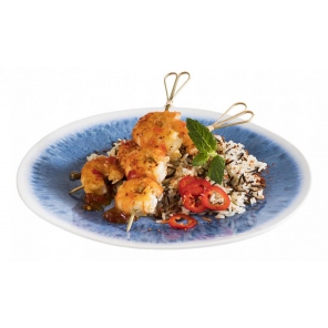 flacher Teller BLUE OCEAN, Melamin, blau-weiß, Ø 26,5 cm, APS 84675