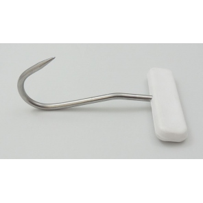 Fleischerhaken Edelstahl, weißer Kunststoffgriff, L 180 mm / 03050