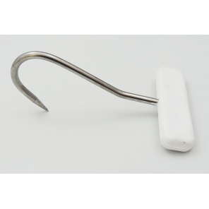 Fleischerhaken Edelstahl, weißer Kunststoffgriff, L 180 mm / 03050