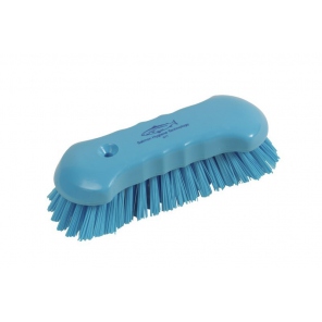 Blue scrubbing brush, handheld, stiff bristles, Hillbrush ST7B