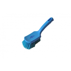 Blue brush with a short handle, medium-stiff bristles, Hillbrush D7B