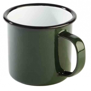 Green and black enamel mug...