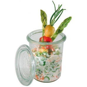 A glass jar with a lid,...
