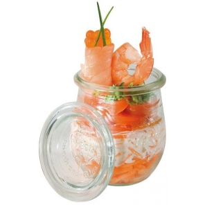 A glass jar with a lid,...
